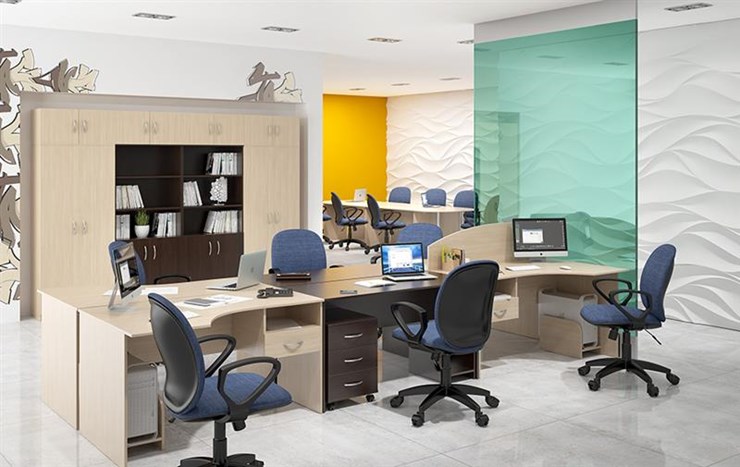 Набор мебели в офис SIMPLE с эргономичными столами и шкафом в Тюмени - изображение 5